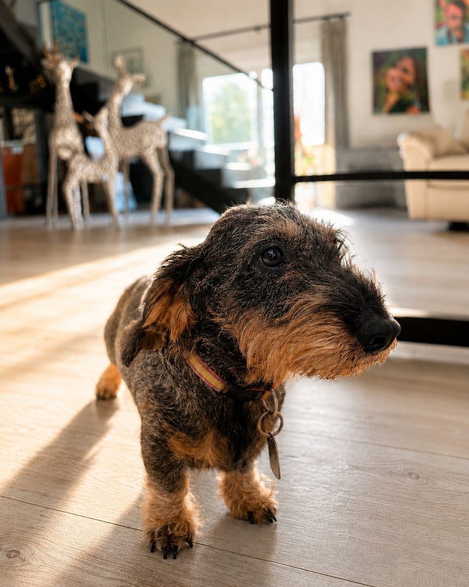 Luna, an adult wire-haired dachshund